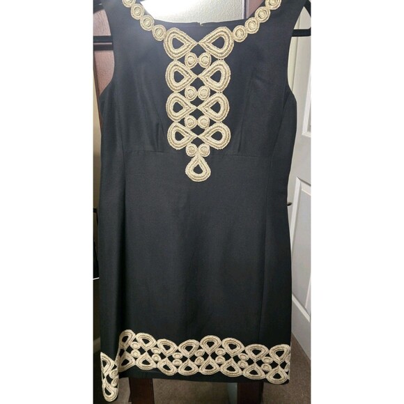 Lilly Pulitzer Black Gold Dress 6 | Style 21065 | Embroidered Cocktail Shift... - Picture 2 of 10